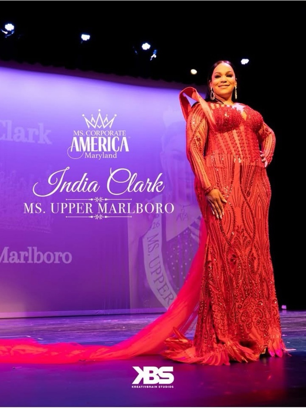 Red Beaded Evening Gown with Dramatic Train